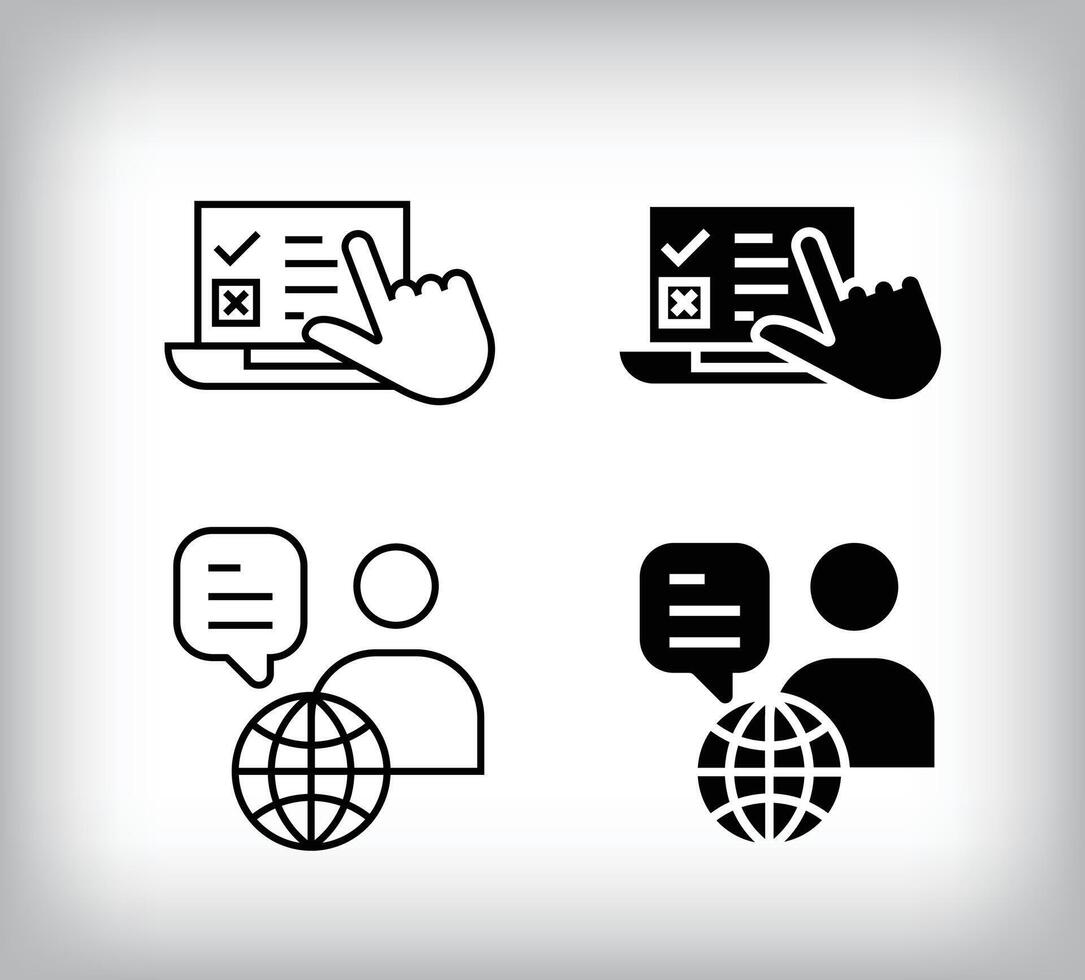 Online testing and webinar network design. Simple linear and flat online education icon set. vector