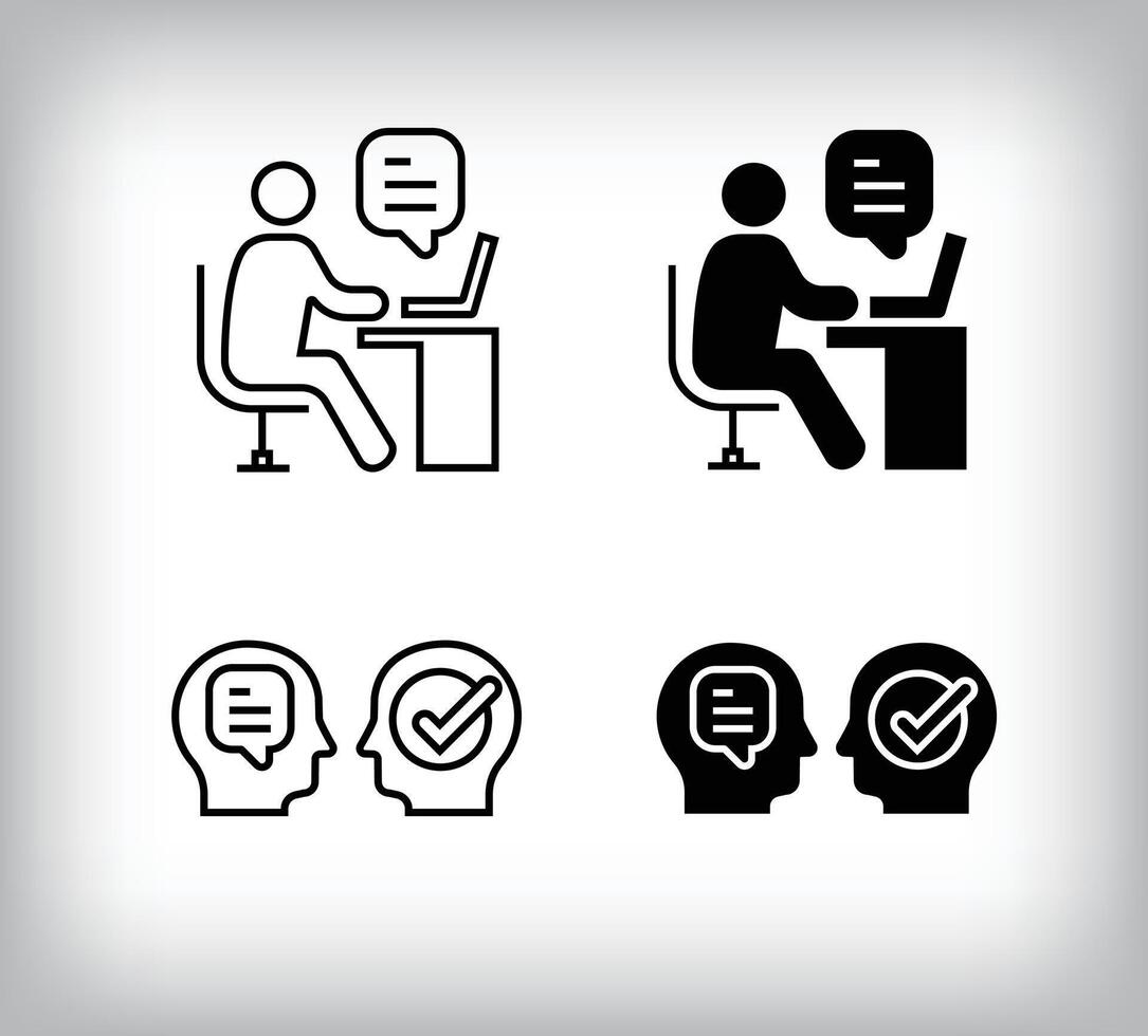 Question answer and online computer dialogue design. Simple linear and flat online education icon set. vector