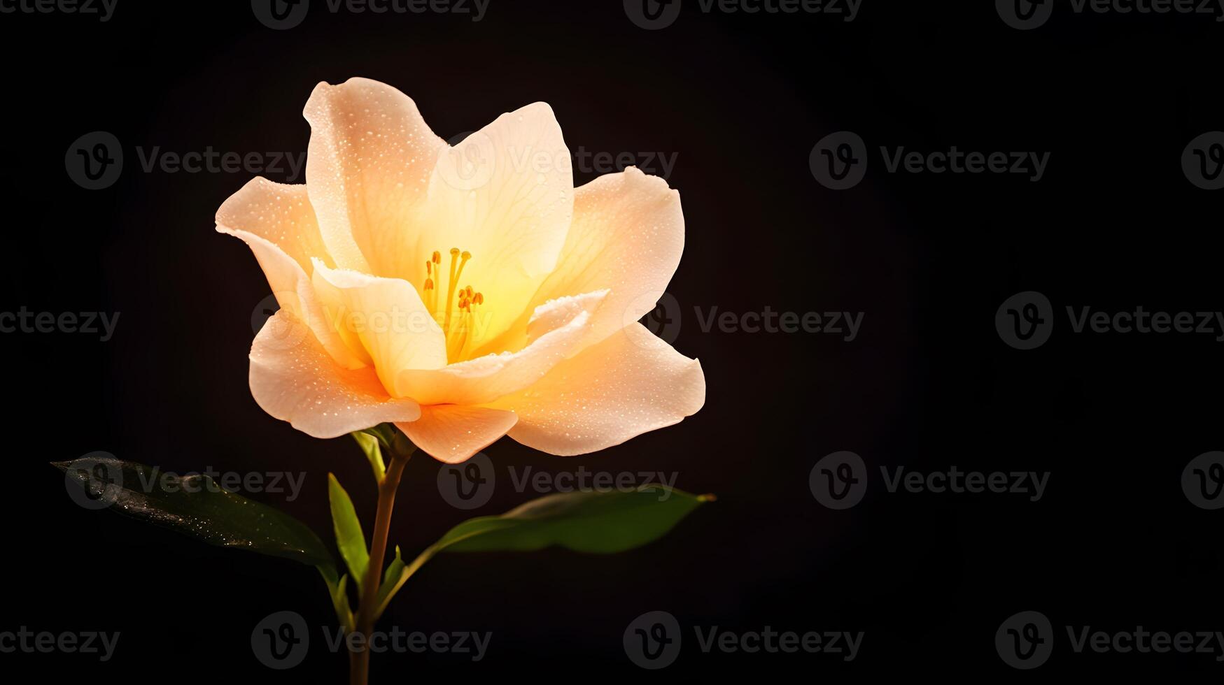 Delicate Peach Rose with Glowing Center Macro Photography of a Single Bloom photo