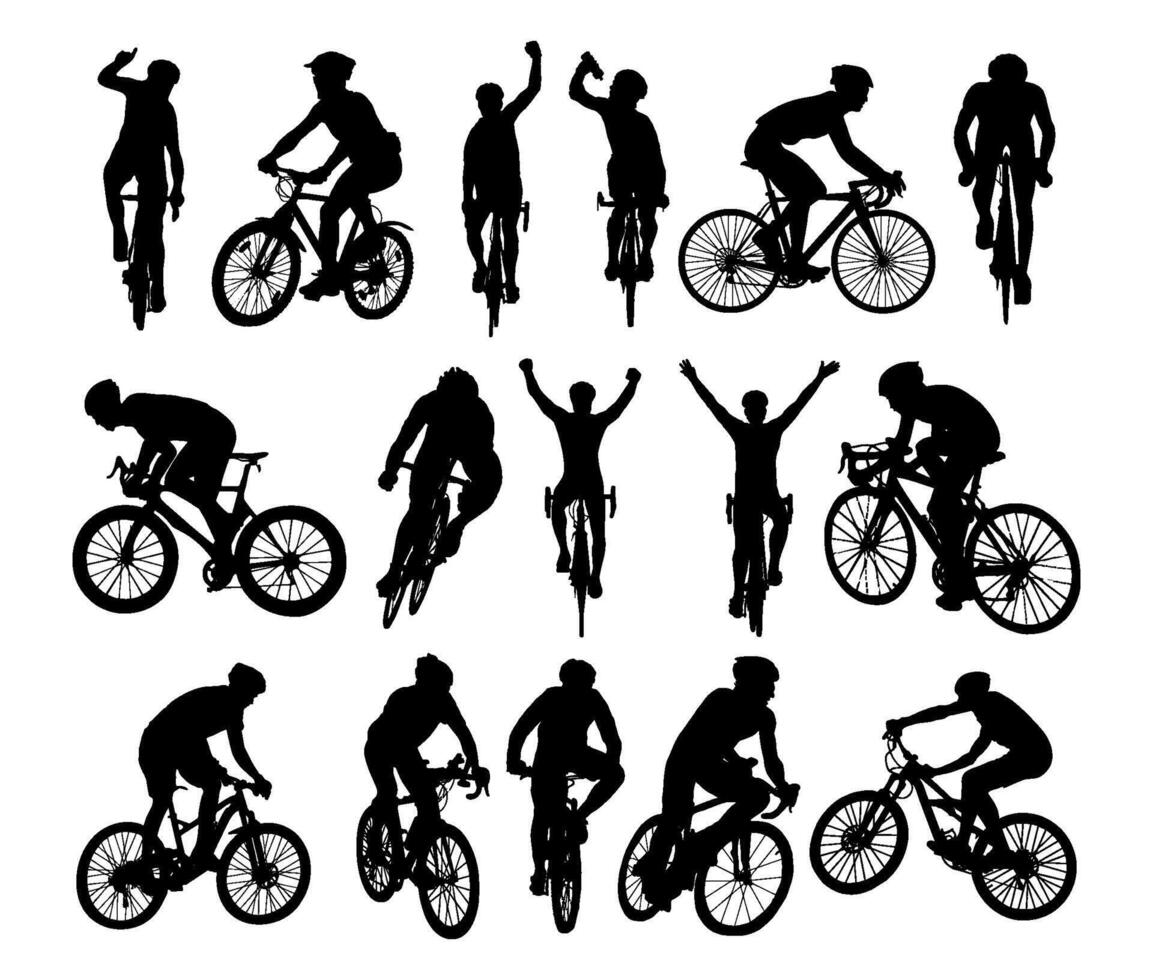 black silhouette of cycling bicycle vector