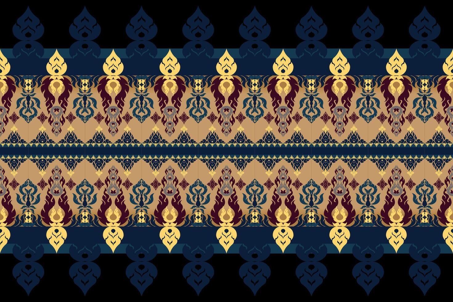 Seamless knitting pattern with Asian embroidery traditional thai style fabric vector