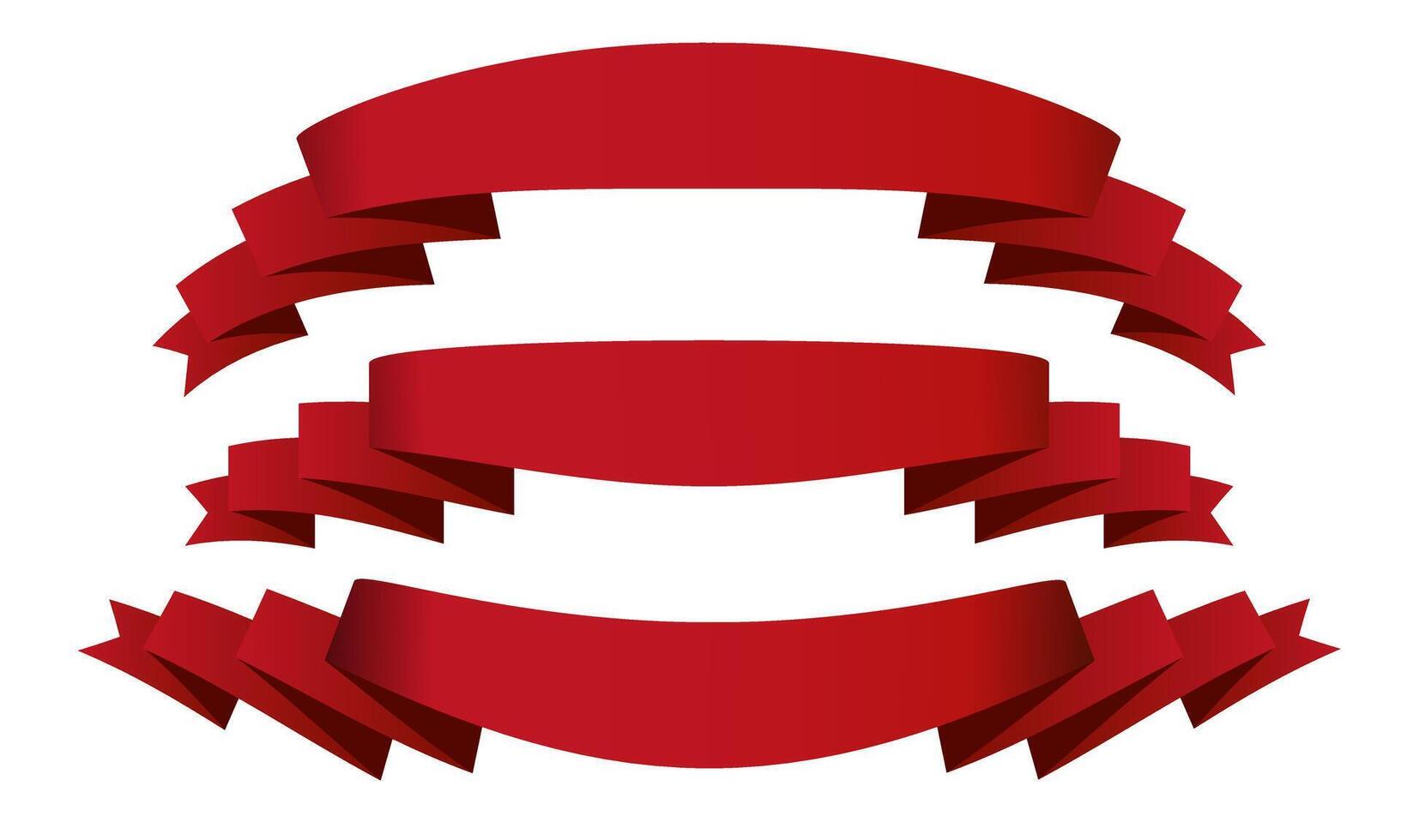 Three red ribbons in different styles with layered folds. Perfect to complete the design. vector