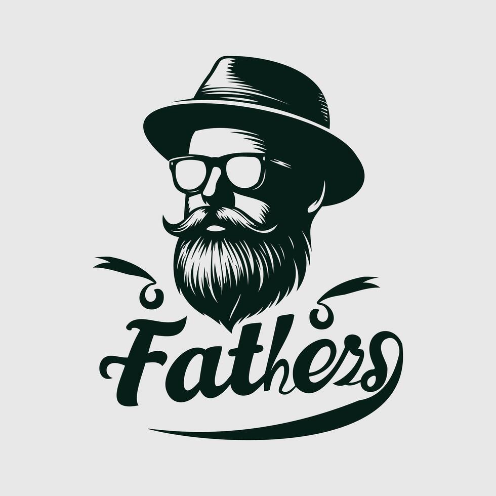 Father's Day Vintage Father's Day Illustration with Bearded Man vector