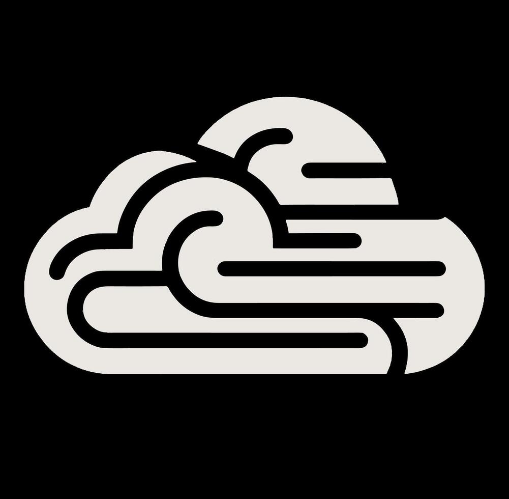 A black and white cloud with a white line vector