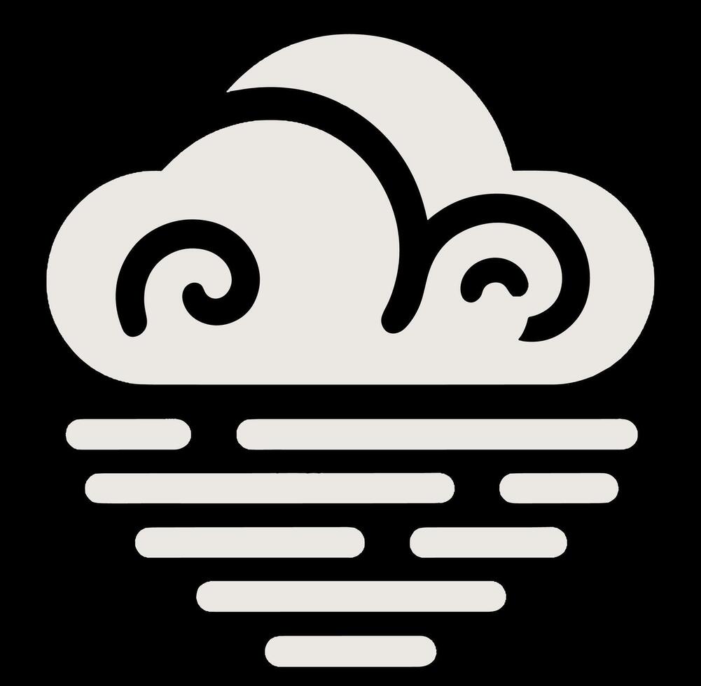 A black and white logo with a cloud and waves vector