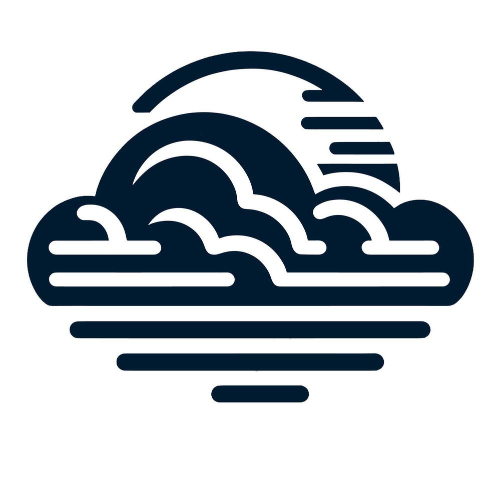 Black and white image of a cloud and waves vector