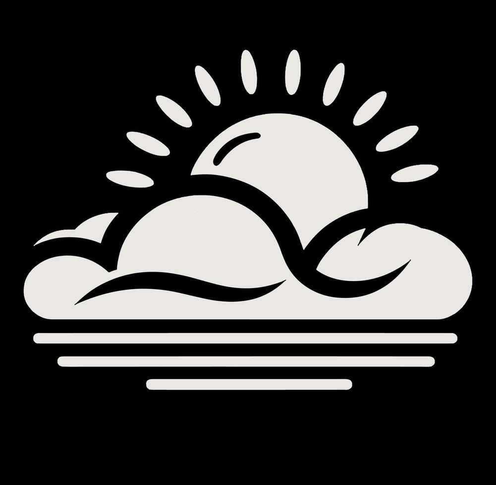 Black and white logo of a sun and clouds vector