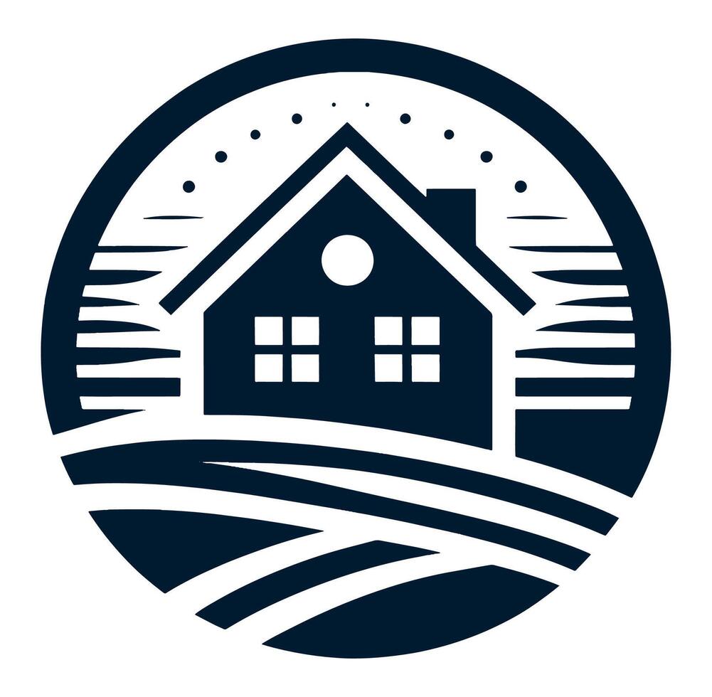 A house with a roof in a circle logo vector
