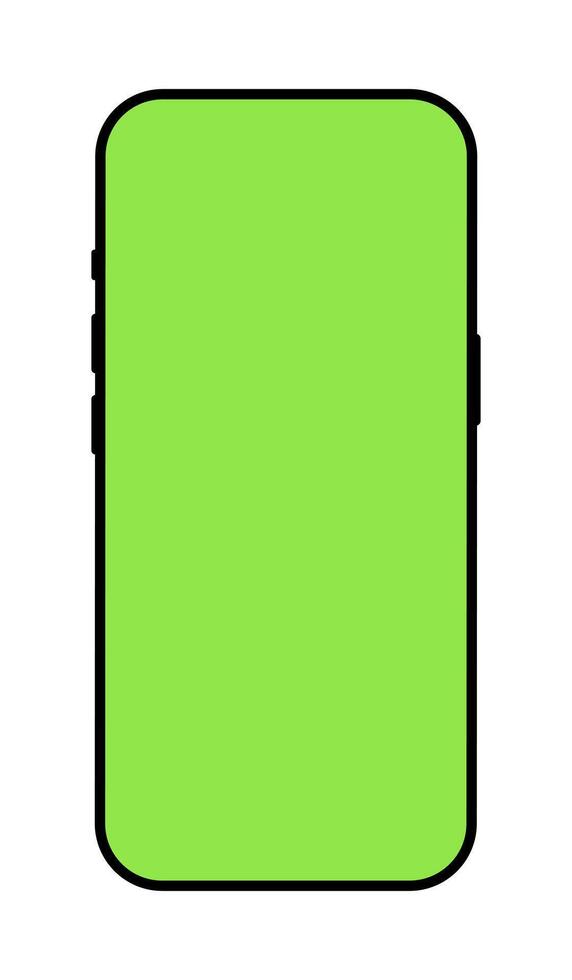 Smartphone frame backdrop. Blank smart phone green screen mockup. Gadget symbol. Device flat front view. Sign for website design, ui, mobile app. Mobile phone black icon isolated on a white background vector