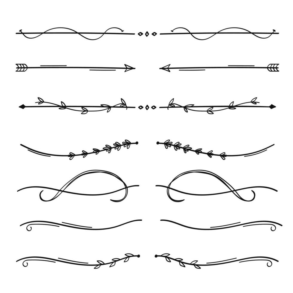 Nature text divider line art for text layout separator decoration element collection. illustration vector