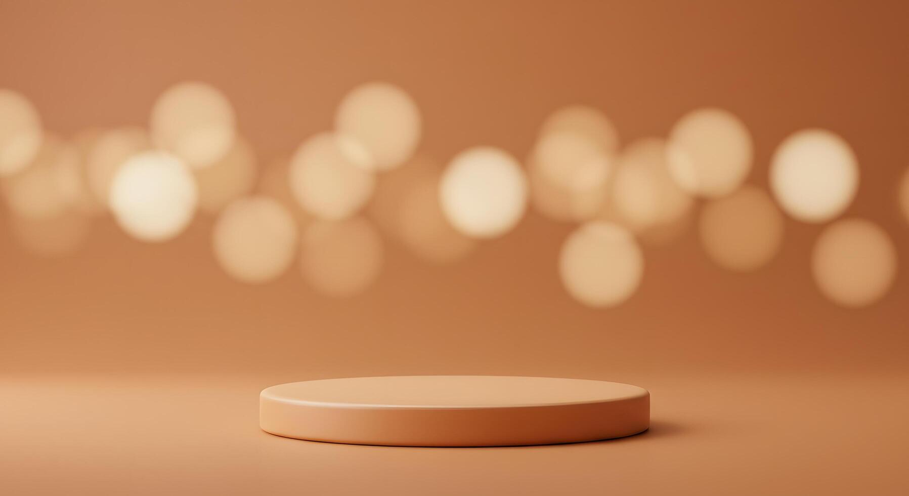 an empty round podium with a light background for product display photo
