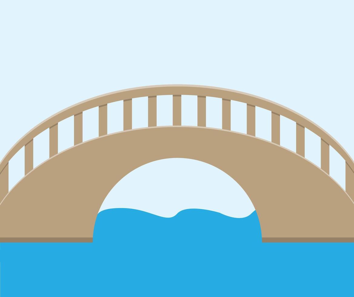 A simple drawing for a bridge above river, wooden bridge, stone bridge, engineering element, suitable for educational content and kids books, can be used for poster and sign and social media posts vector