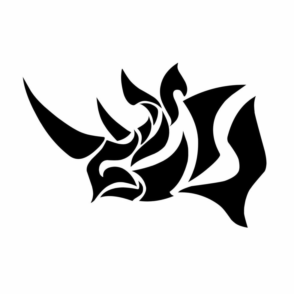 illustration design tribal art abstract tattoo rhino head with horn vector