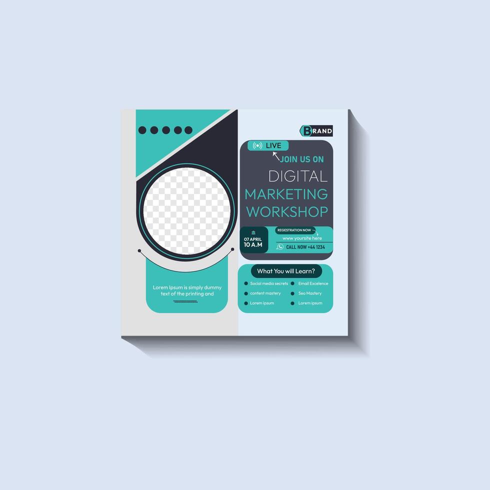 Business Growth Workshop social media post design template . vector