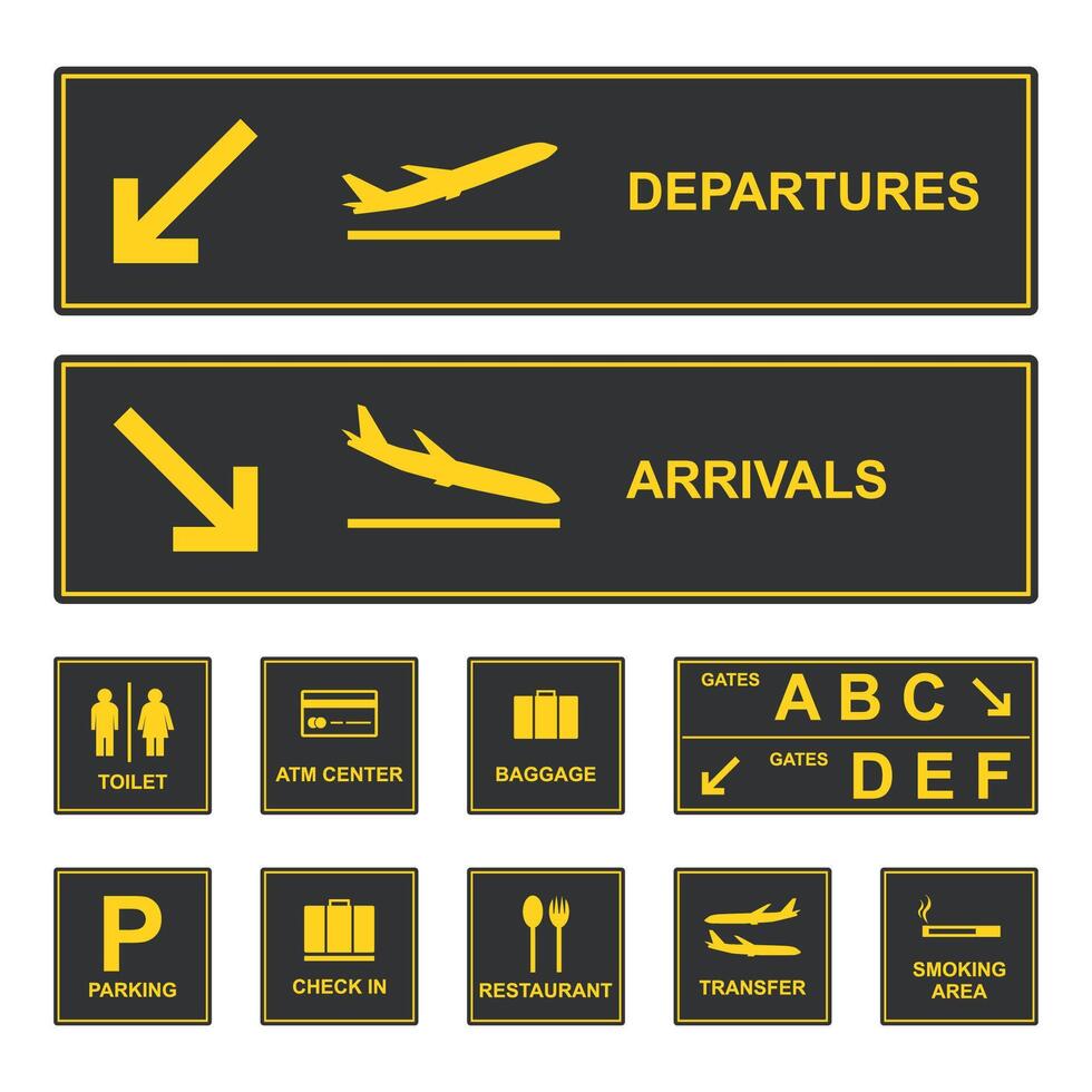 Airport information sign board on white background vector