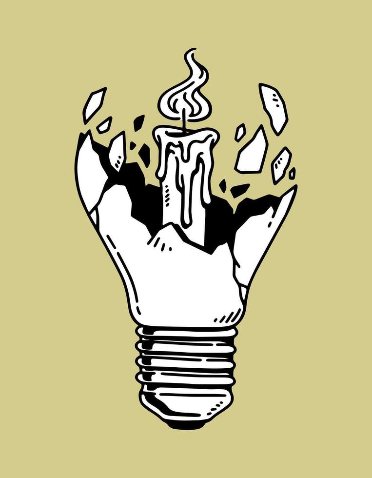 fantasy illustration of wax inside the bulb, drawing, ink, line art vector