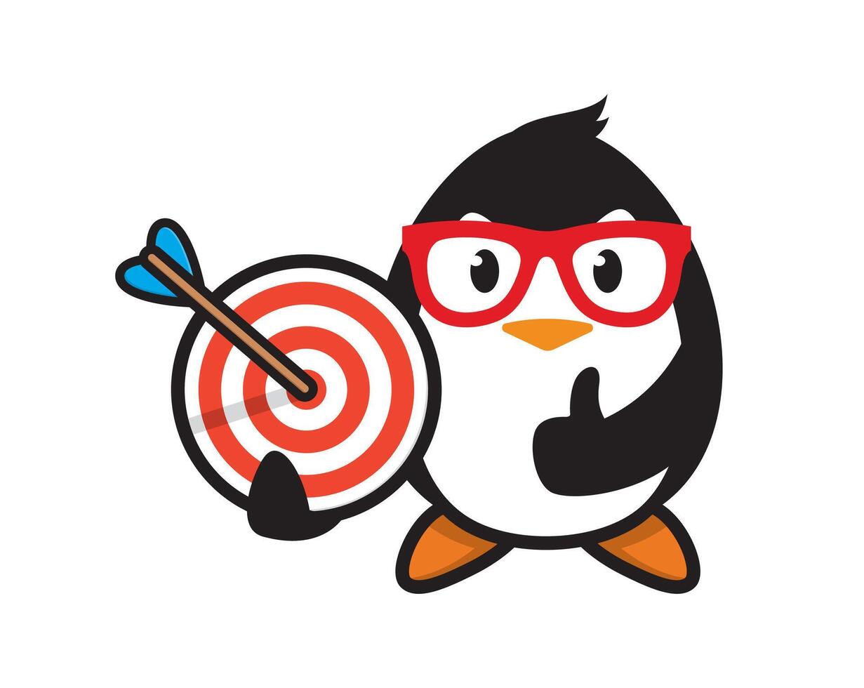 Penguin mascot character design target vector