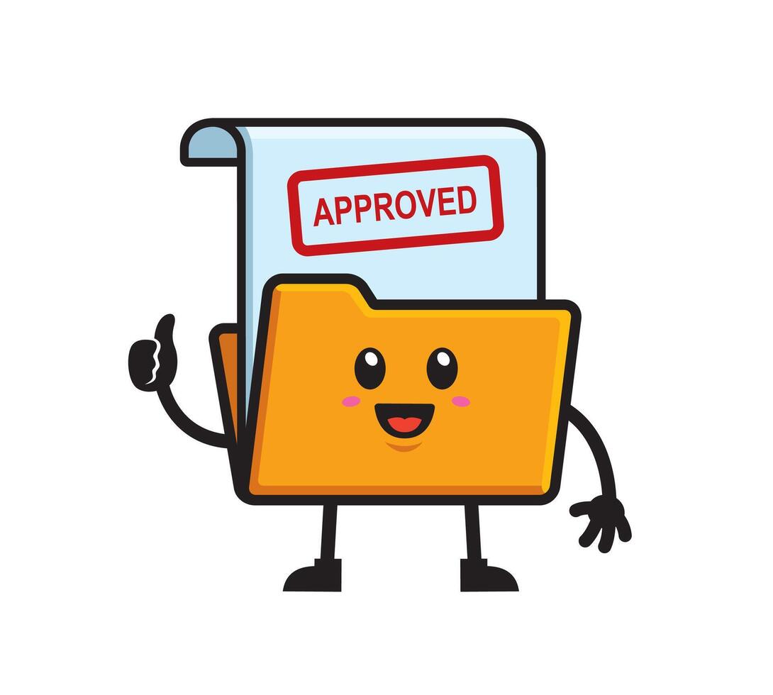 Cute File folder approved mascot design vector
