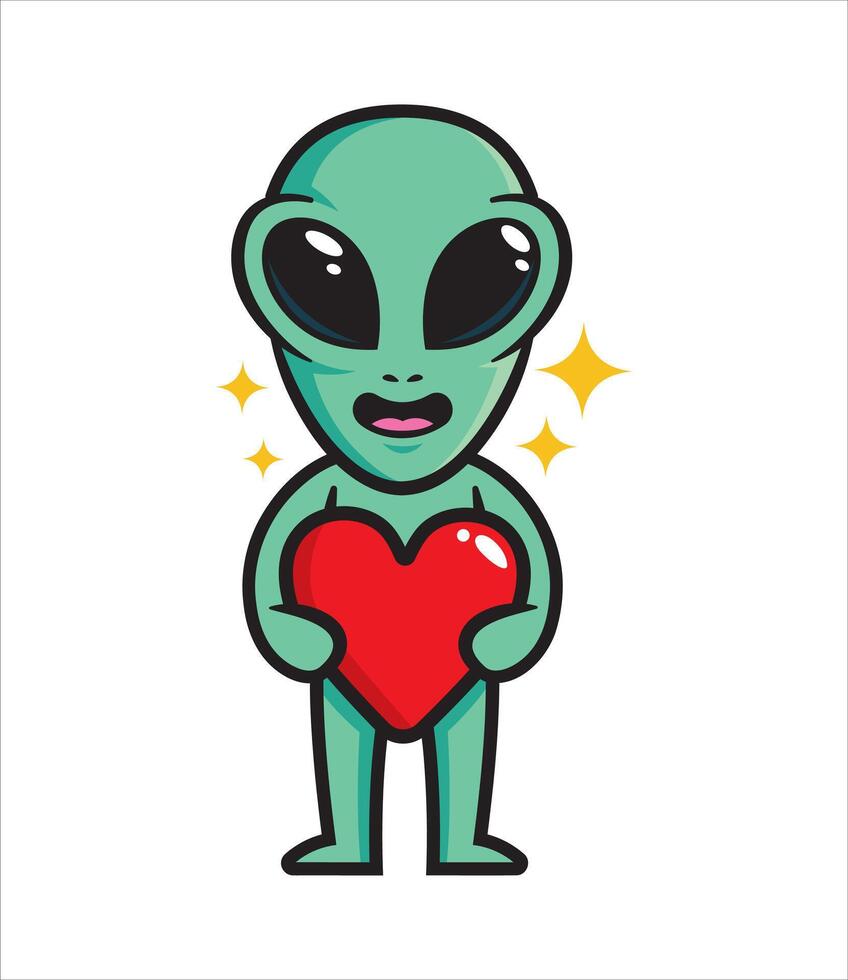 Alien mascot character with heart design vector