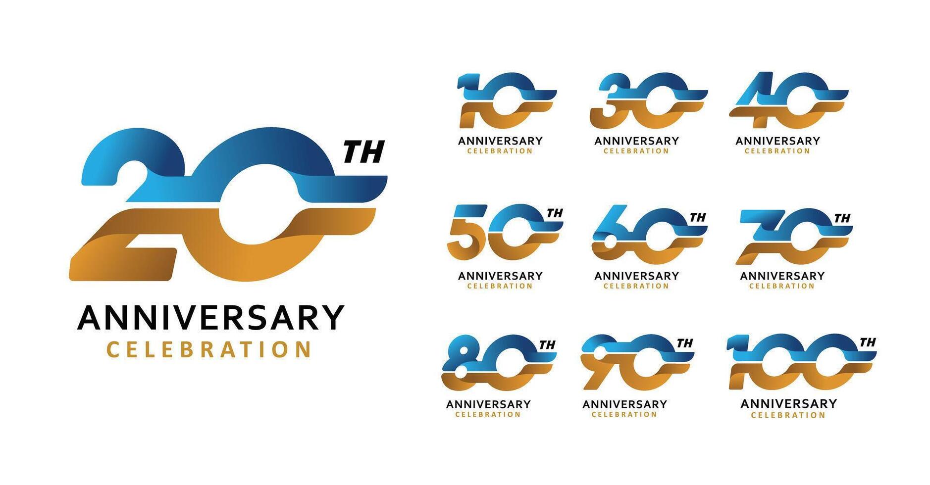 Set of anniversary design modern wing number vector