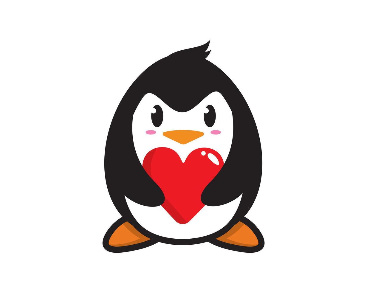 Penguin mascot character with heart design vector