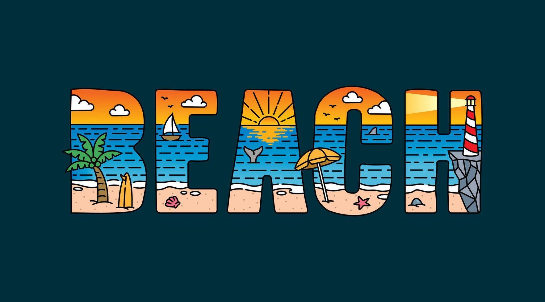 beach typography design , for t-shirt, poster and other uses vector