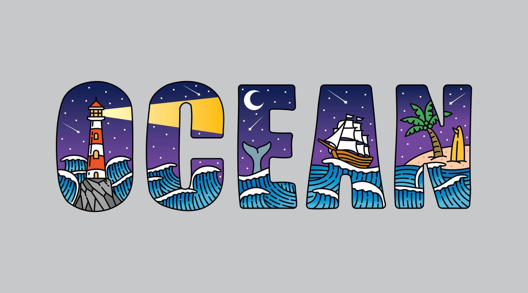 Ocean sea typography design , for t-shirt, poster and other uses vector