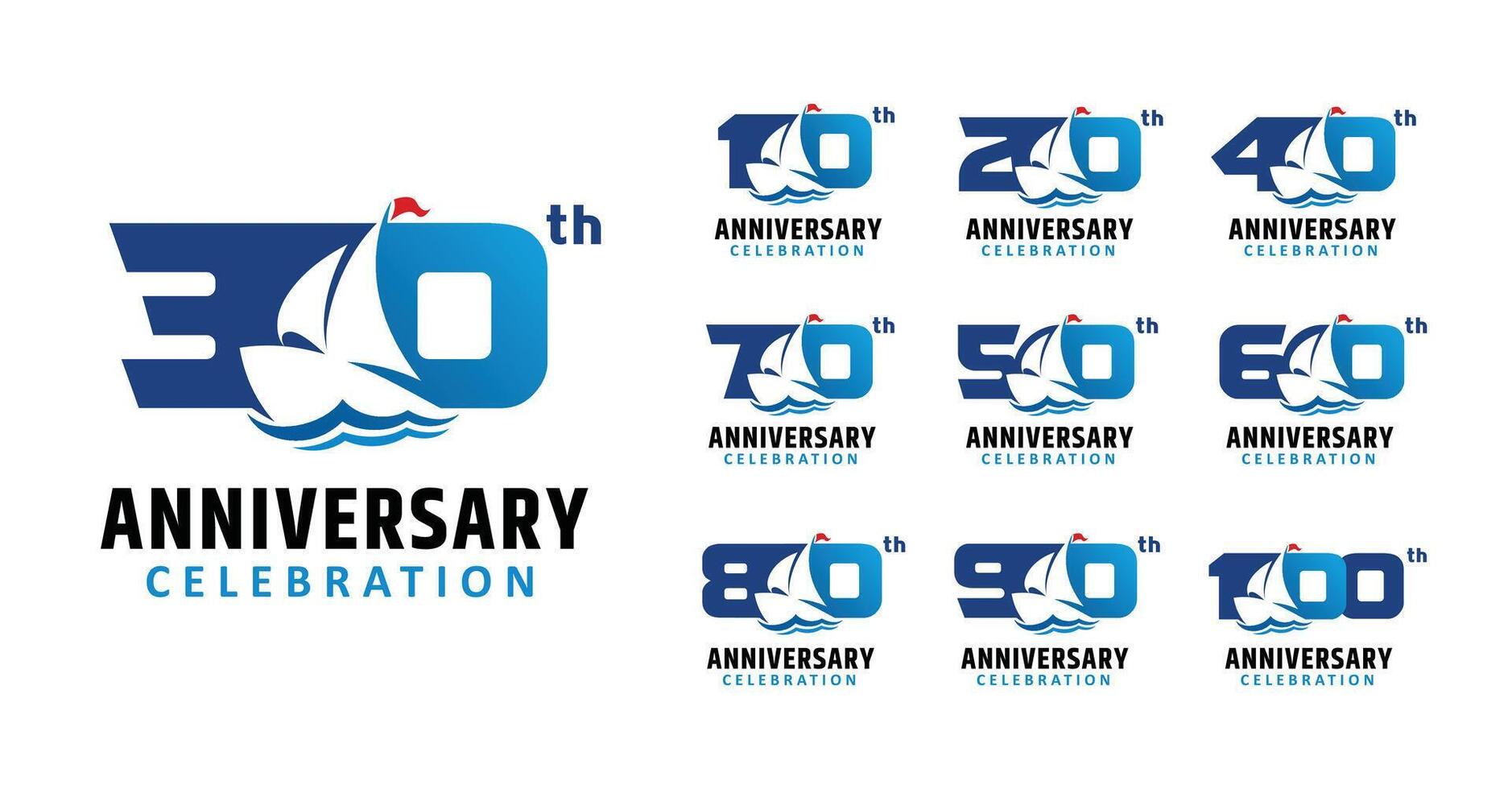 Set of anniversary design modern sail number vector