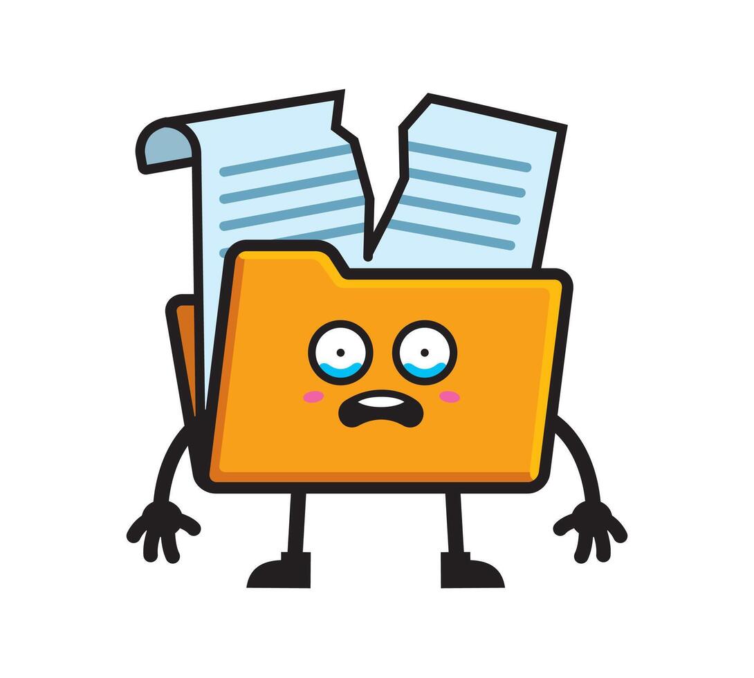 Folder file mascot corrupted file character design vector