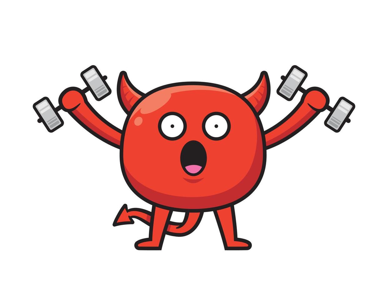 Cute devil mascot with pose character design vector