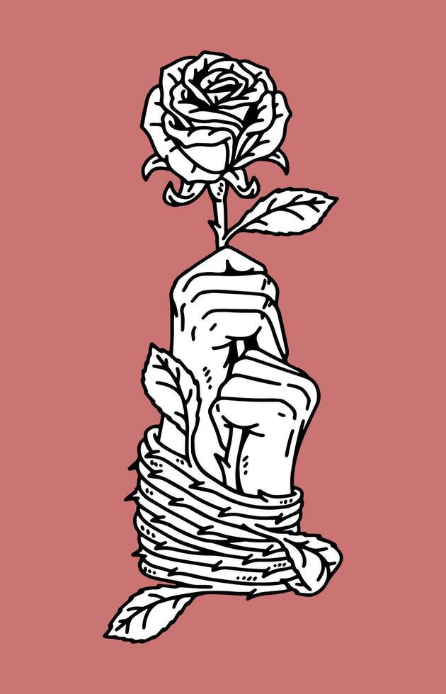 fantasy illustration of imprisoned by love, drawing, ink, line art vector