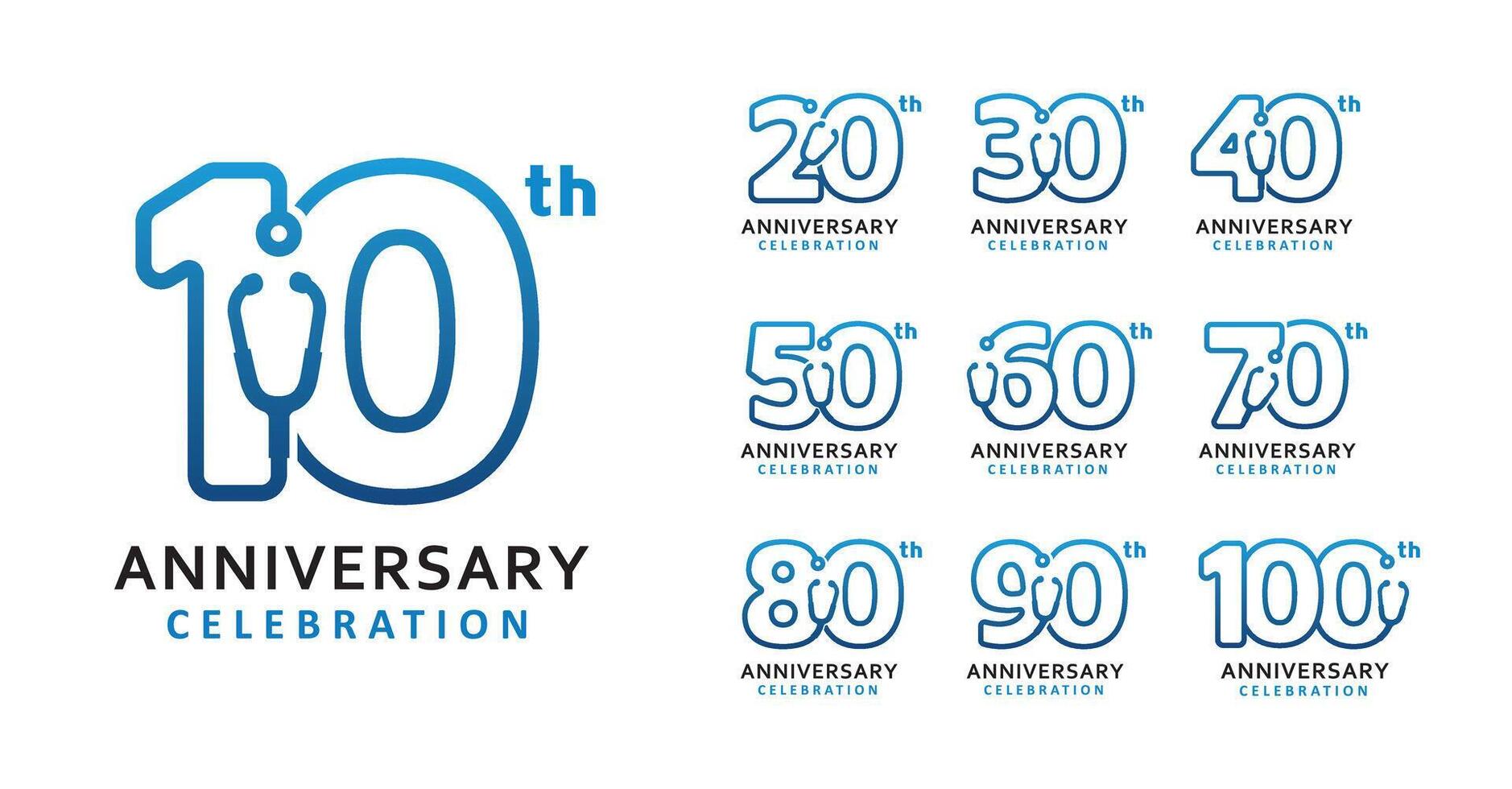 Set of anniversary design modern medical number vector