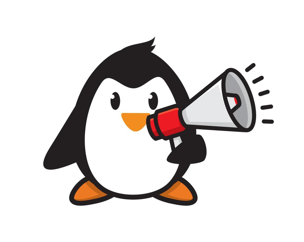 Penguin communication mascot character cute design vector