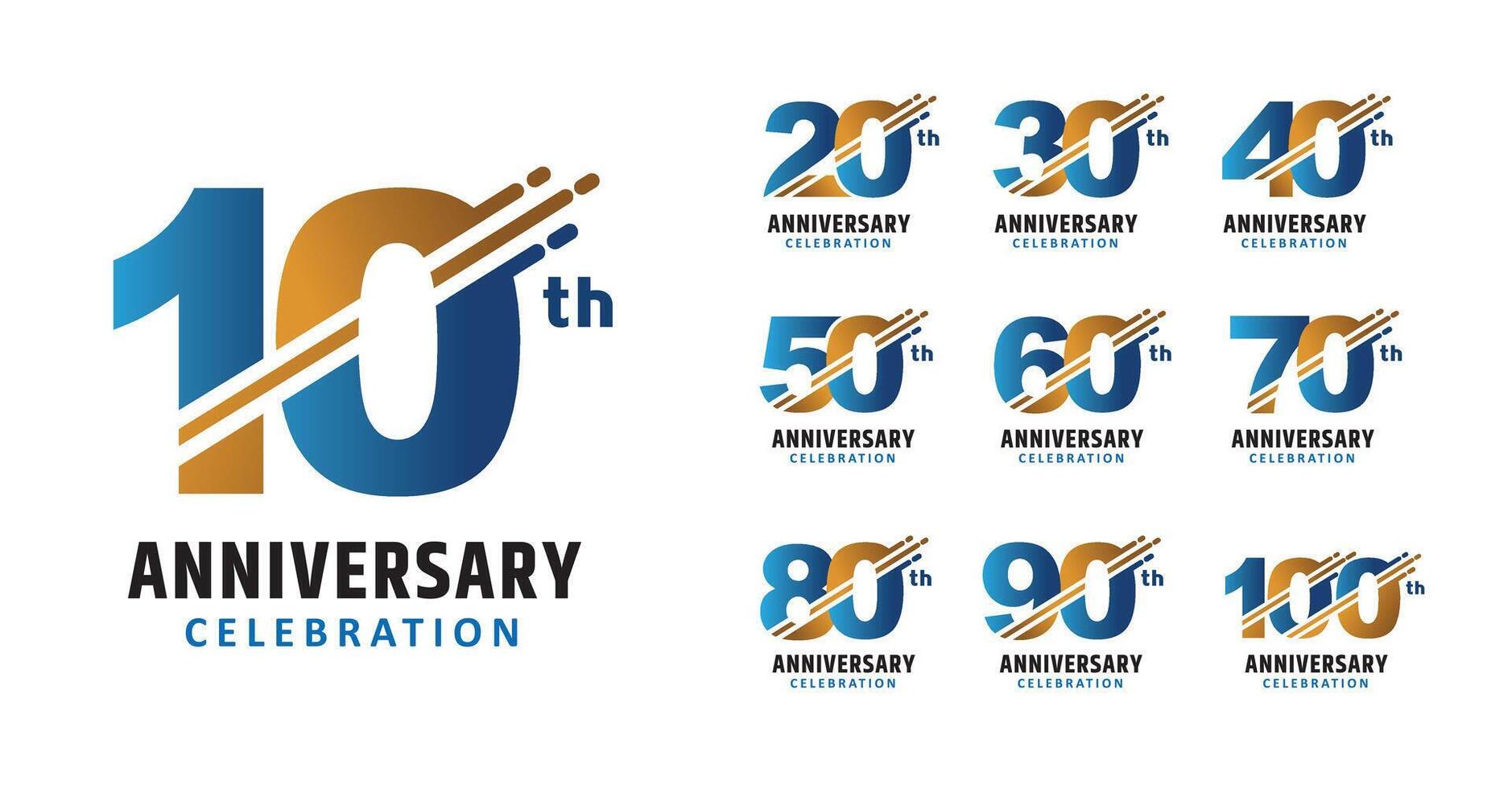 Set of anniversary design split style number vector