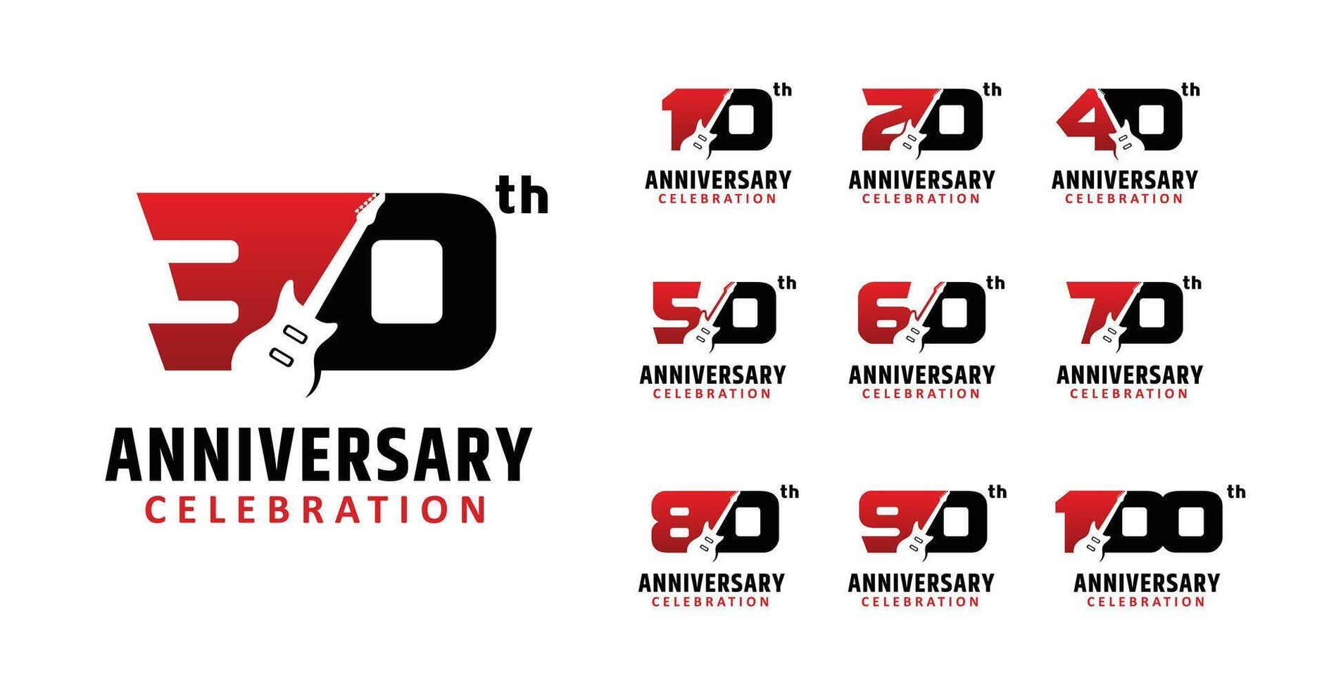 Set of anniversary design music number vector
