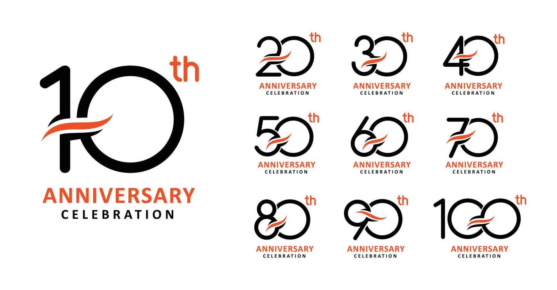 Set of anniversary design modern line number vector