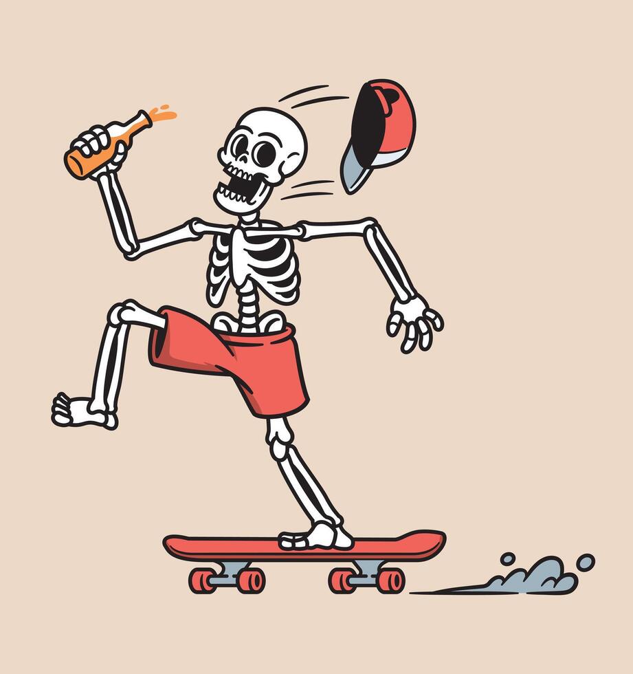 The skull slides on a skateboard illustration vector