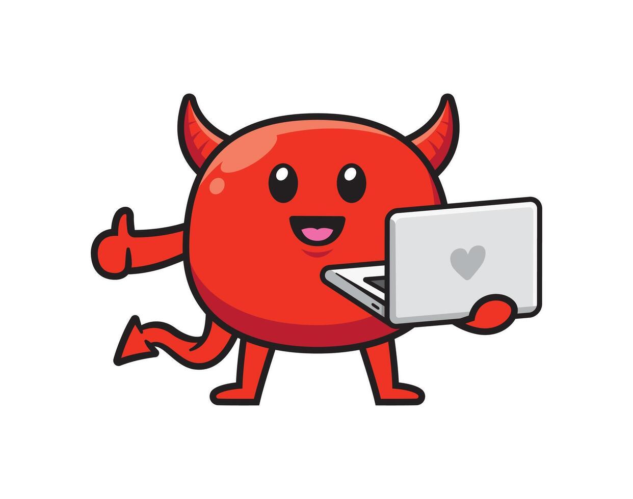 Pose devil mascot character with design vector