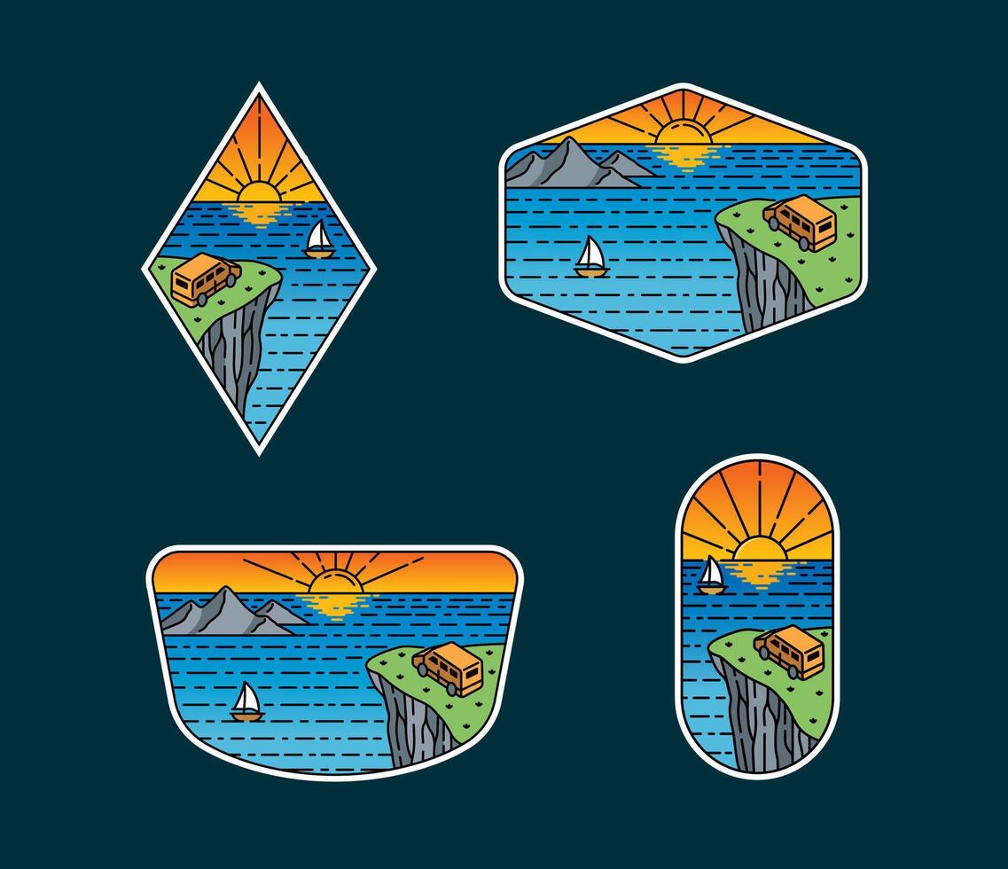 Sunset view and high cliffs in frame vector