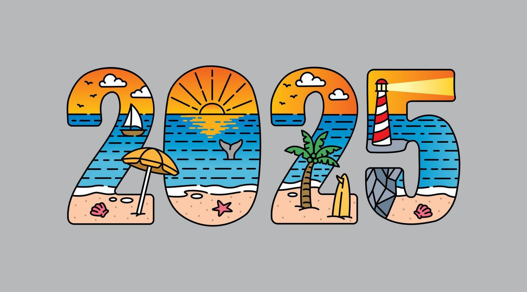 2025 typography design , for t-shirt, poster and other uses vector