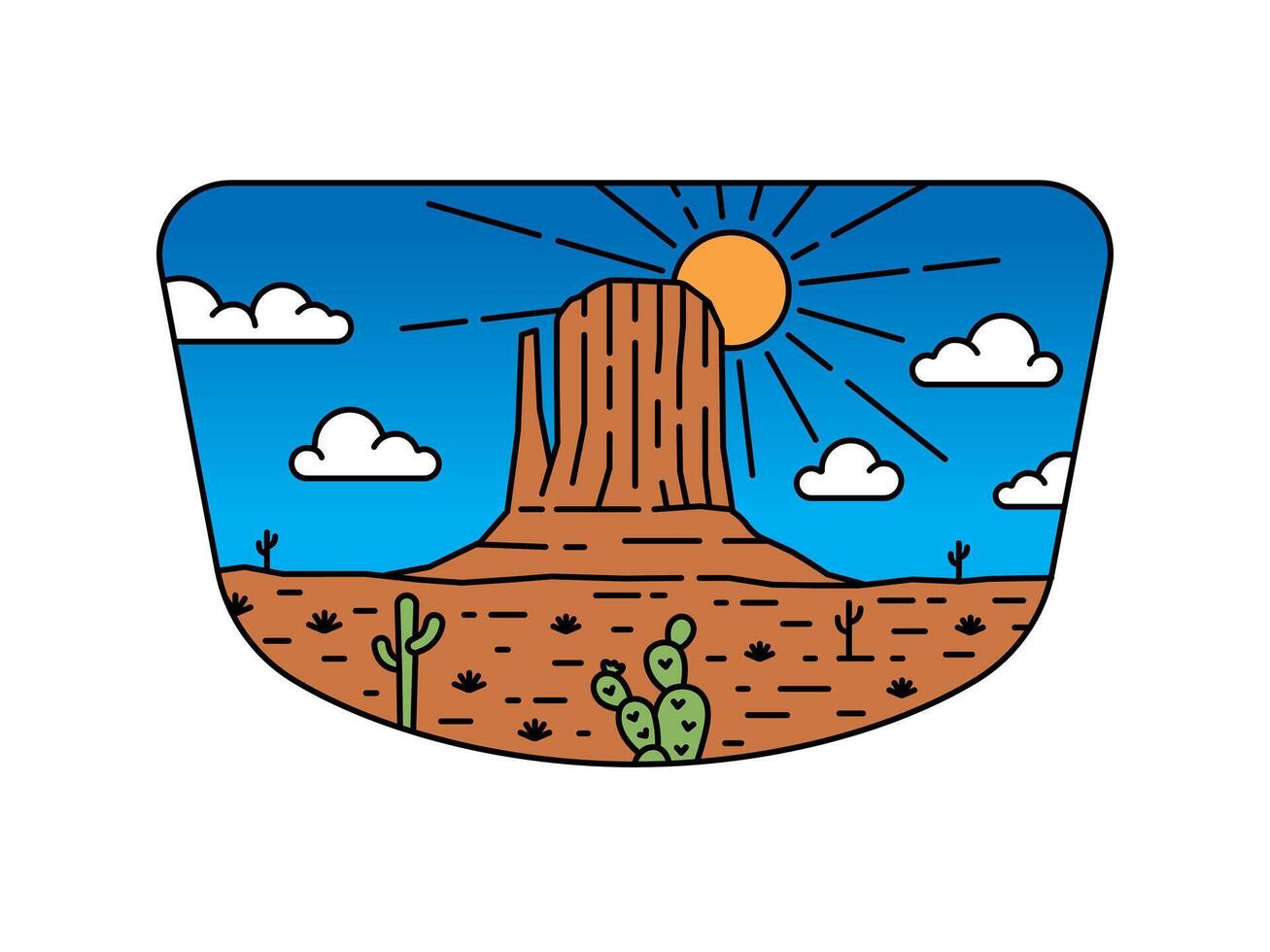Natural scenery in the frame illustration vector