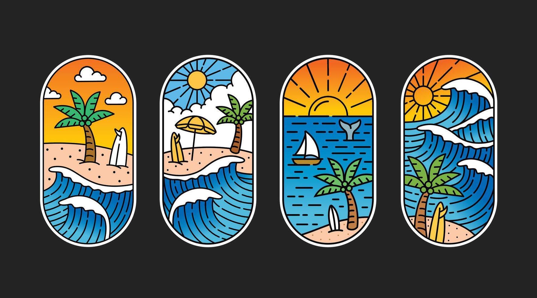 Beautiful sunset on the beach vector