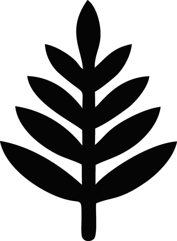 Simple black silhouette of a stylized fern leaf. vector