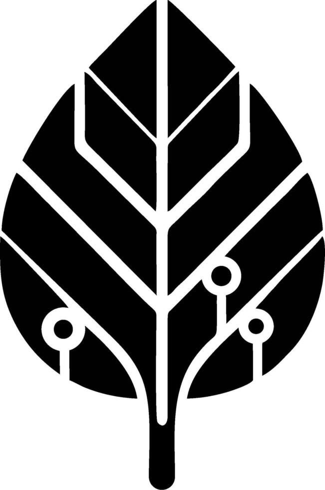 Tech-infused leaf design, symbolizing sustainability. vector