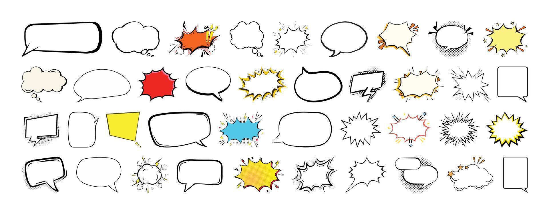 Mega icon collection of Comic speech bubbles, speech, comic, cartoon and talk icon set collection design. vector