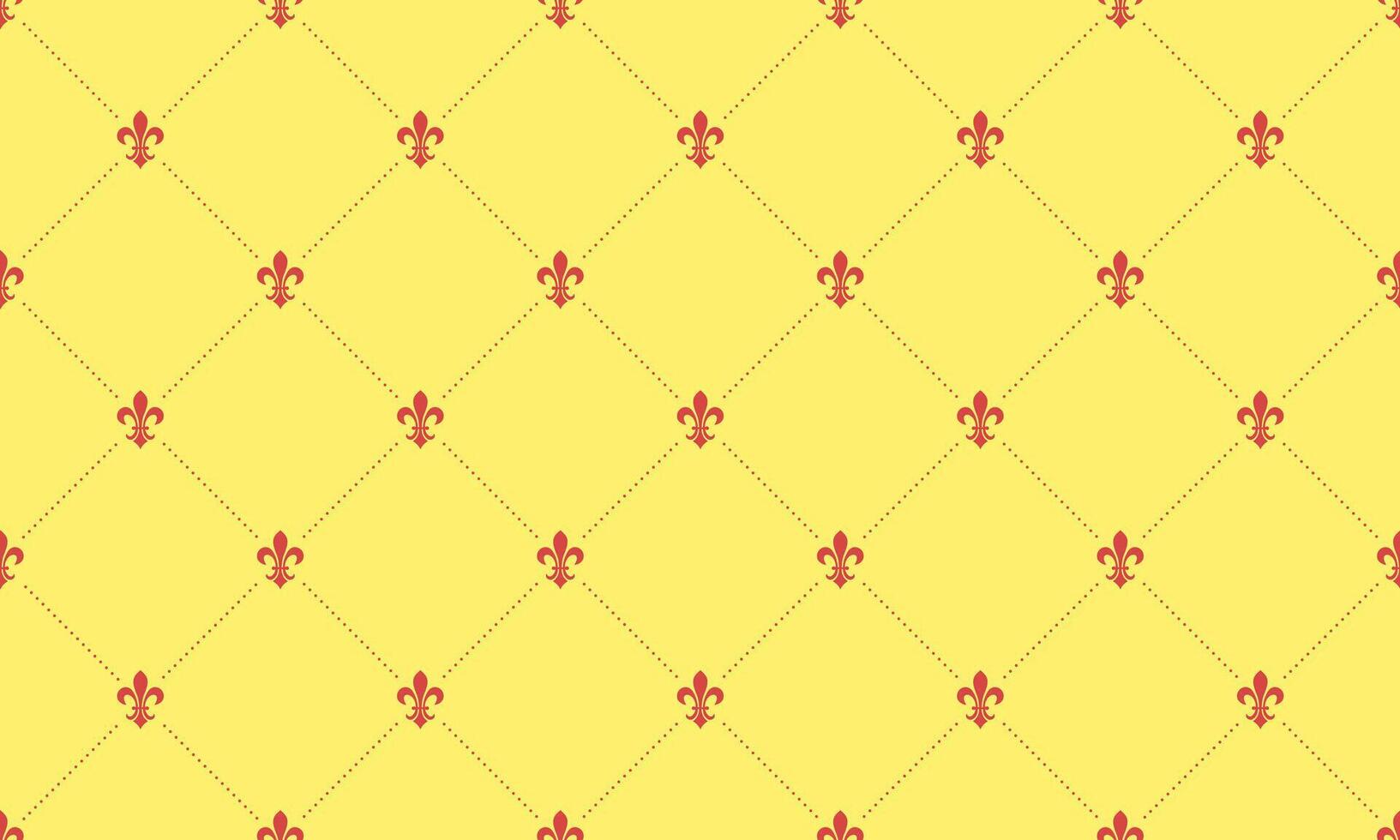 A yellow and red pattern with a fleur de lis vector