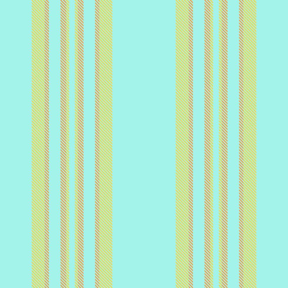 Skill seamless stripe pattern, wedding lines texture. Painting fabric vertical background textile in teal and yellow colors. vector