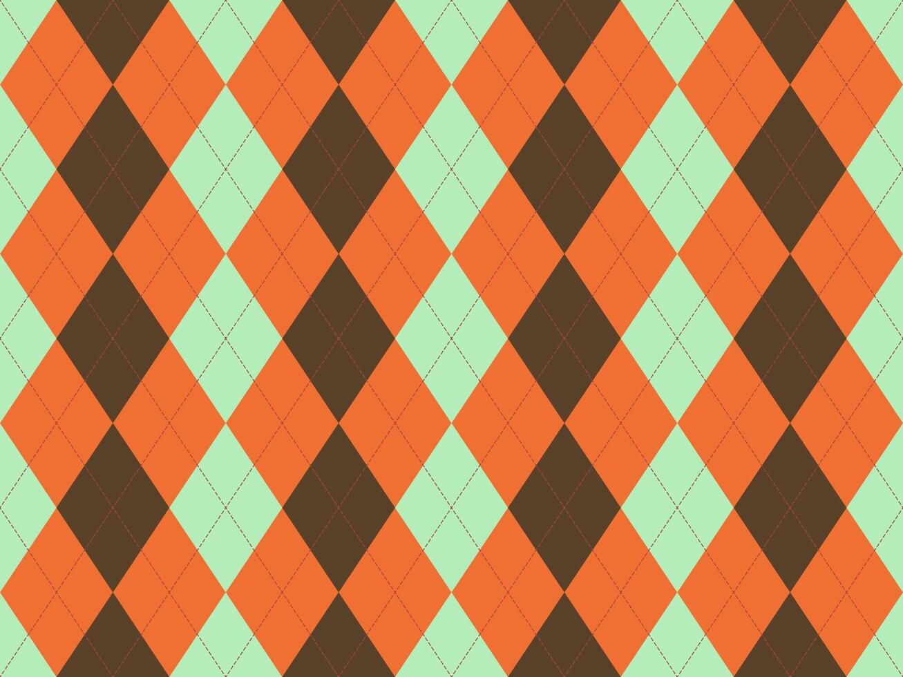 An orange and green argyle pattern vector