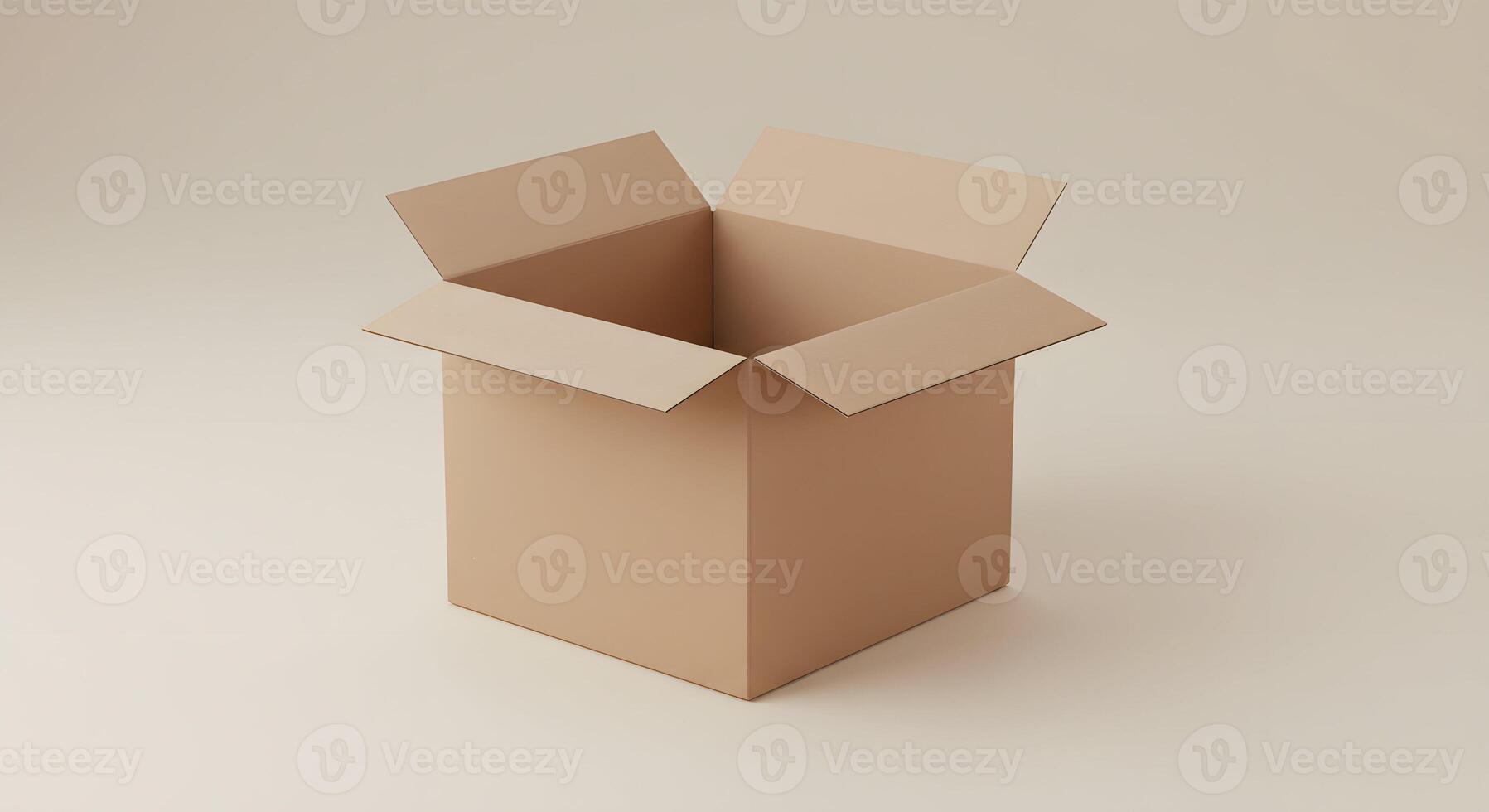 Cardboard Box Branding Mockup on Neutral Background. AI Generate photo