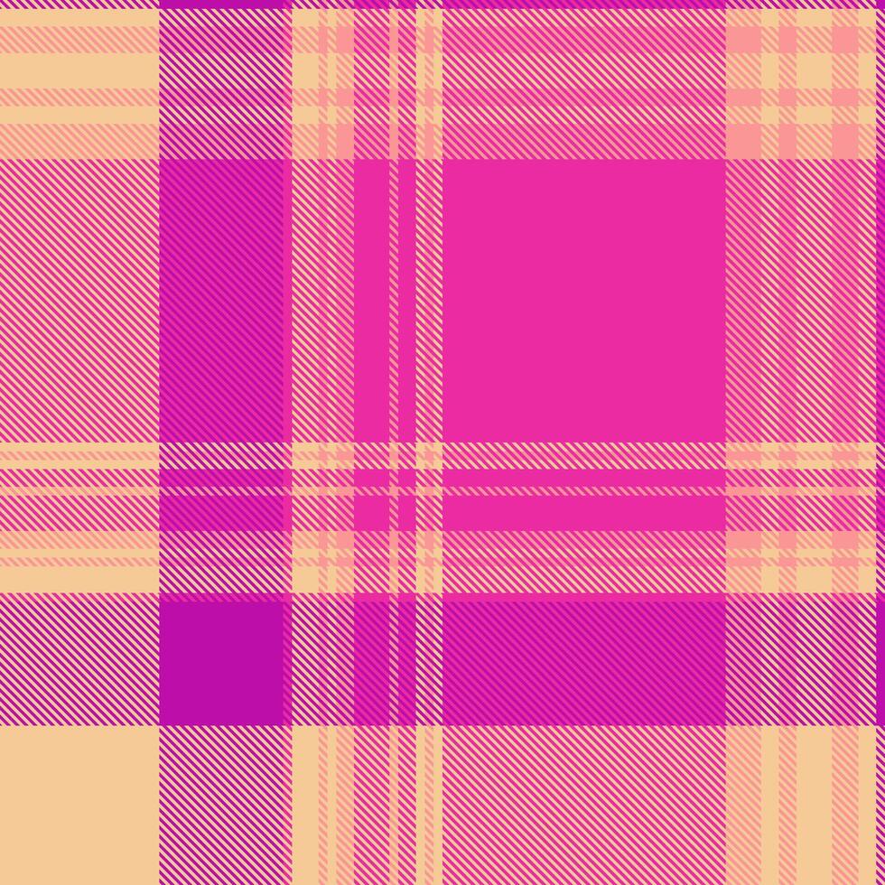 Argyle plaid check seamless, open pattern background texture. Halftone fabric textile tartan in pink and orange colors. vector
